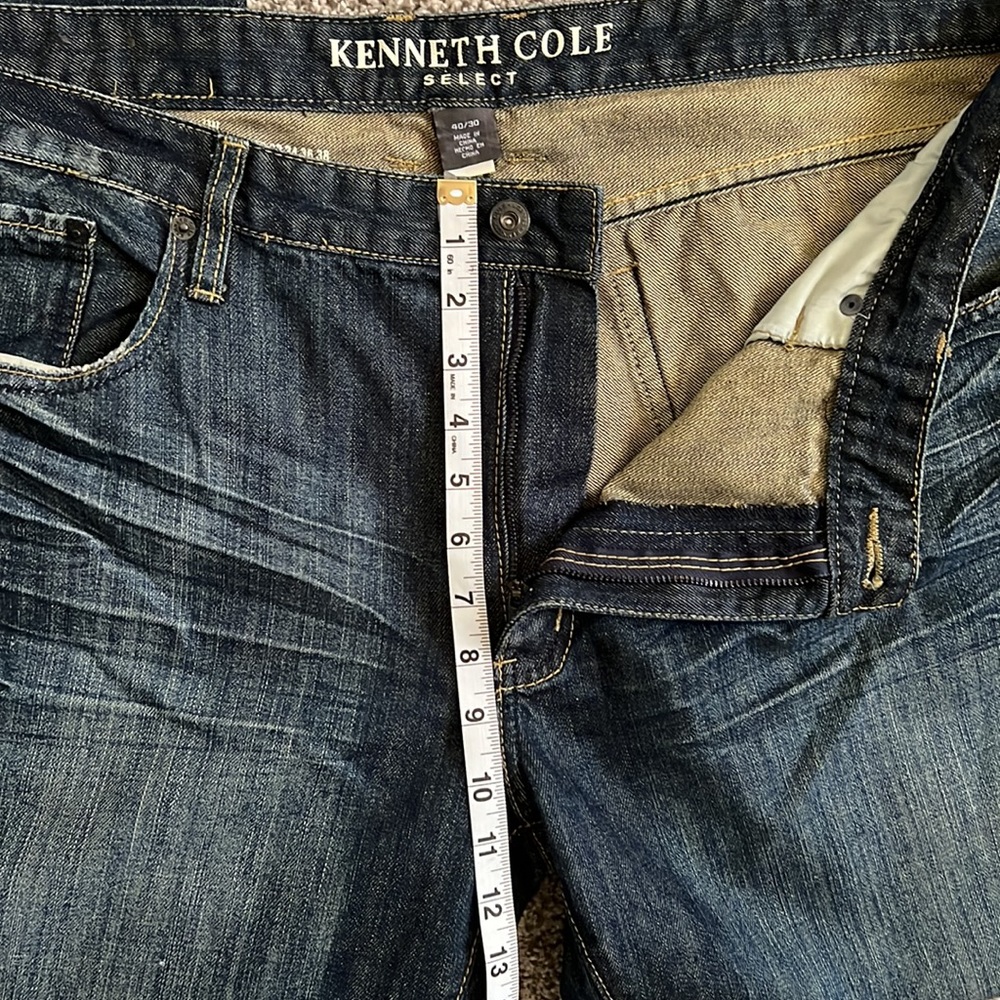 Kenneth Cole Select Dark Wash Style SC2C9718 Zip Front Whiskering Size 40X30 - Picture 4 of 11